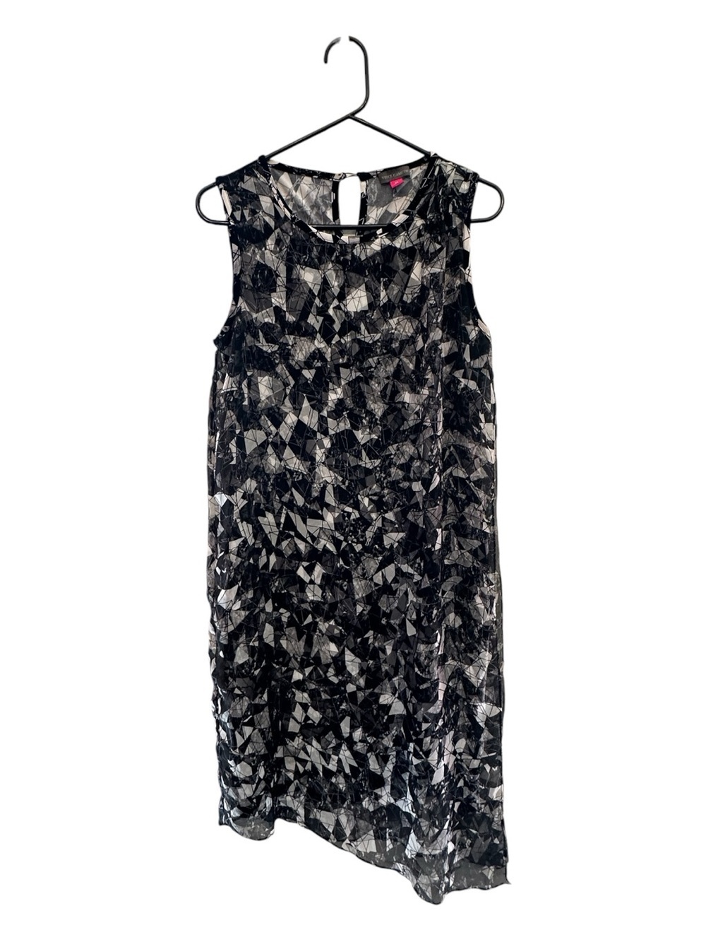 Vince Camuto Black & White Geometric Midi Shift Dress Size XS